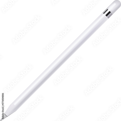 White Digital Stylus Pen Isolated on White Background