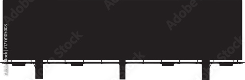 Large Billboard Display Vector Silhouette Advertisement Template on Checkered BG