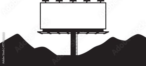 Large Billboard sign black and white silhouette roadside advertisement backdrop