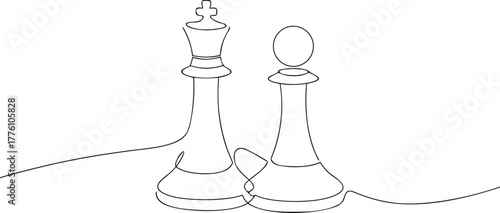 Black and white line drawing of chess king and pawn