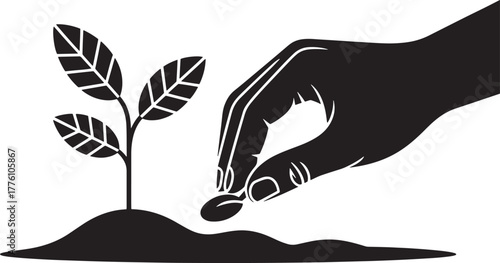 Planting Seed Agriculture Growth Nature Concept Hand Cultivating Seedling Cultivation Hope