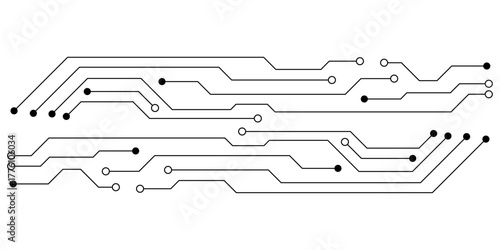 Technology black circuit diagram concept. High-tech circuit board connection system.Vector abstract technology on a white background.