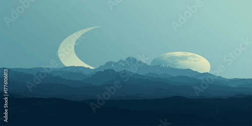 Twin Moons Over Midnight Peaks