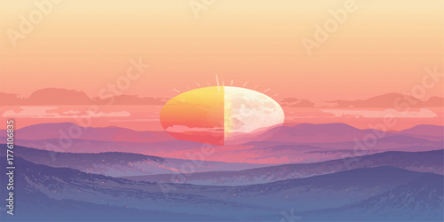 Purple Dawn Over Rolling Waves