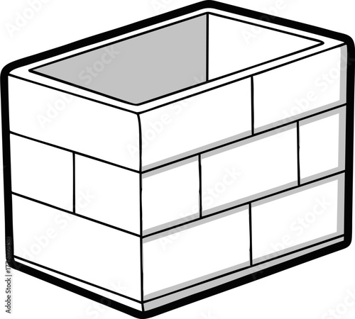 Simple black and white line art illustration of a rectangular brick planter box.