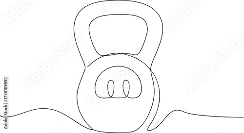 Single line drawing of a kettlebell fitness workout