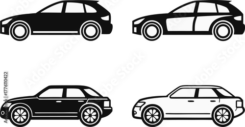 Car Collection Illustration. Modern Vehicle Set Design. Automobile Outline Set. Transportation Car Bundle. Car Icon Pack for Design. Realistic Vehicle Bundle. Compact Car Illustration Set. Urban Car