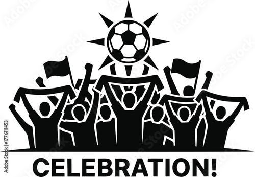 Crowd silhouette vector of cheering football fans