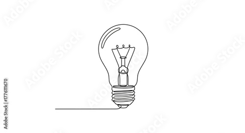 A simple line drawing of a traditional incandescent light bulb with a filament.