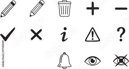 Set of Hand Drawn Doodle Icons for Web and Design pencil writing