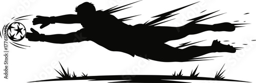 Goalkeeper silhouette vector diving for save