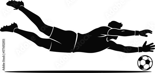 Goalkeeper silhouette vector diving for save