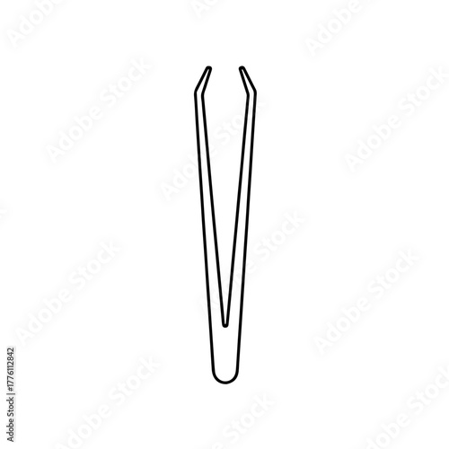 Minimalist Outline of Slanted Tweezers with Rounded Base and Angled Tips