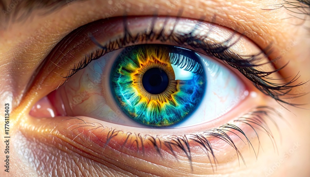 Fototapeta premium Close-Up Eye with Mesmerizing Colorful Iris