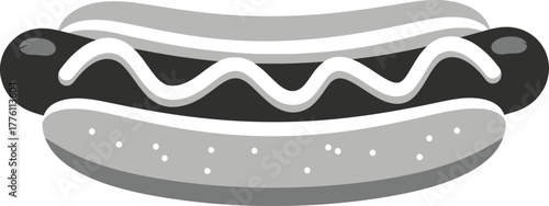 Classic hot dog with mustard and bun simple icon for food graphics isolated on transparent background