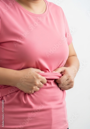 Wallpaper Mural Cropped View of Woman Pinching Fat on Her Waistline, Symbolizing Weight Concern Torontodigital.ca