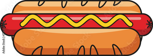 Delicious hot dog with mustard fast food icon appetizing meal classic american cuisine isolated on transparent background