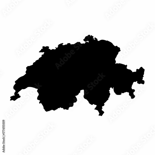 Switzerland Map Black Silhouette Outline Geographic