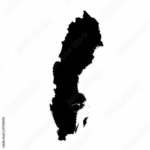 Sweden Map Black Silhouette Outline Geographic