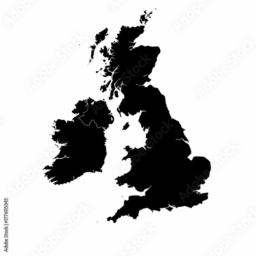 United Kingdom Great Britain Map Black Silhouette