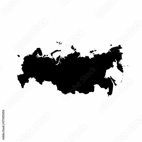 Russia Map Black Silhouette Outline Geographic