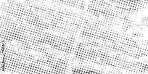 Grunge crumpled paper punk overlay with halftone stippled grain gradient effect vector illustration background. Retro vintage rip dirty paper sheet texture notebook noise grit wallpaper.