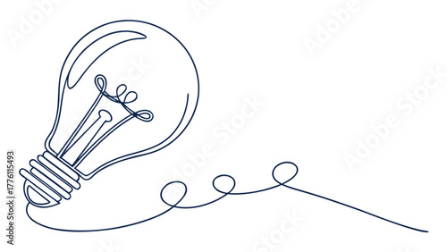 Striking line art of a lightbulb symbolizing bright ideas and innovation, perfect for creative projects and modern business concepts, originally vector graphics