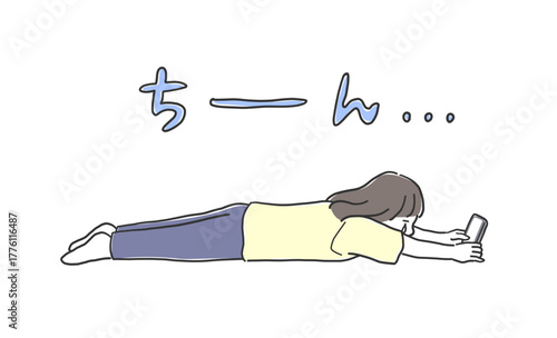 スマホで落選を確認して落ち込む女性のイラスト素材