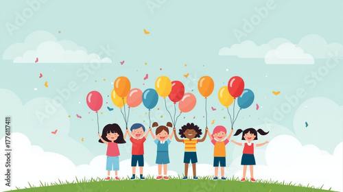 children playing with balloons