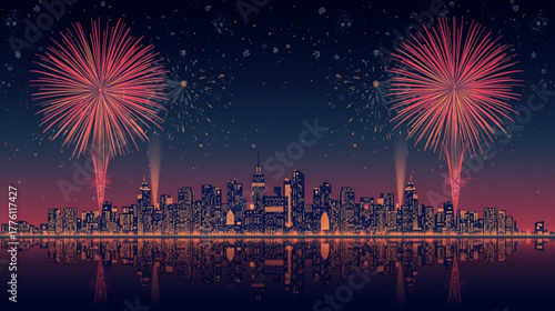 fireworks over the river