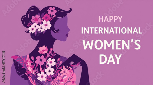 beautiful woman with floral hair illustration