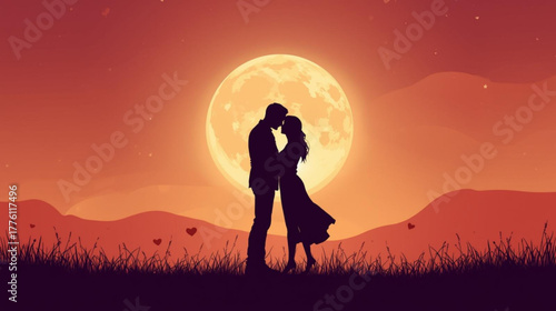 silhouette of a couple against sunset in the mountains