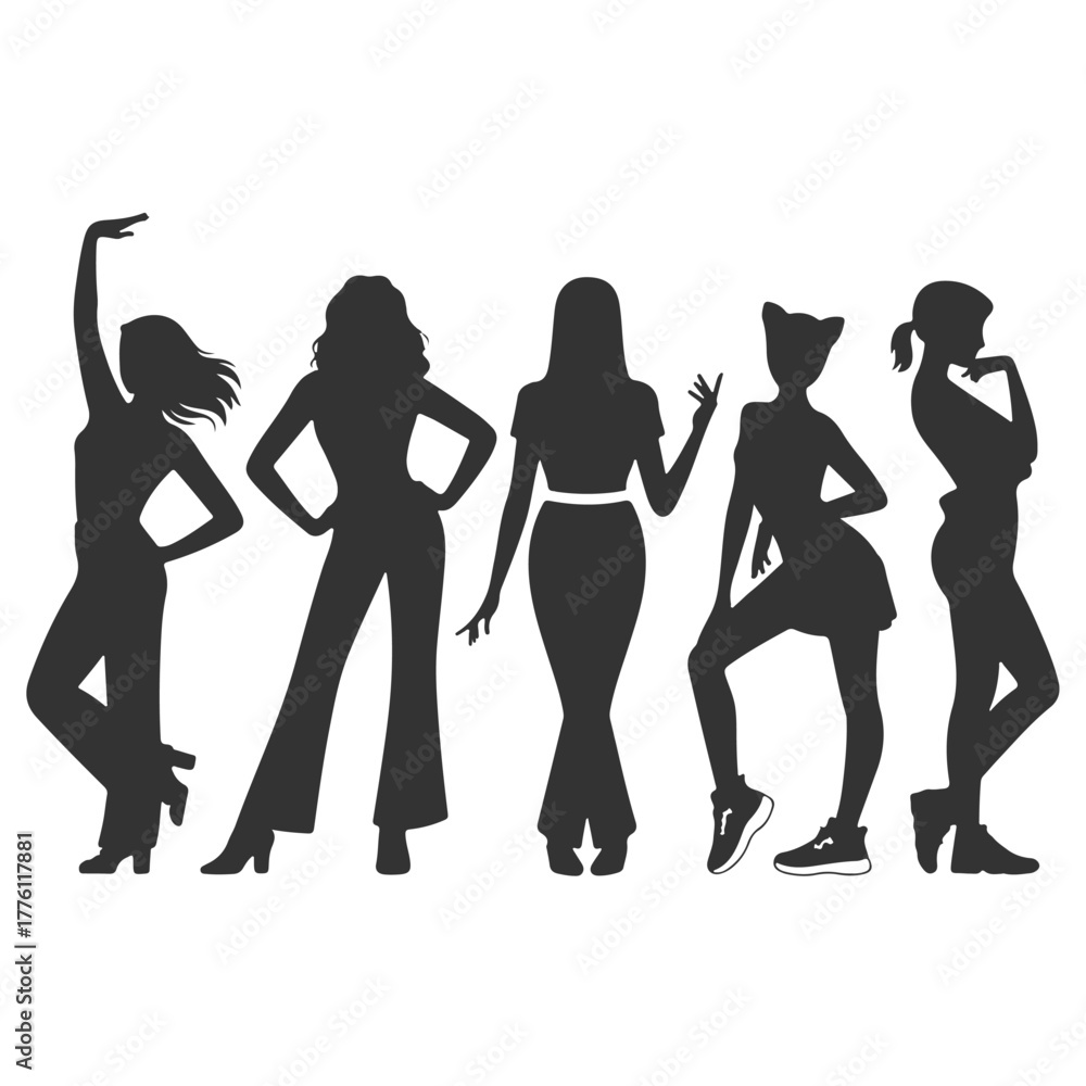 Fototapeta premium silhouettes of women in different poses
