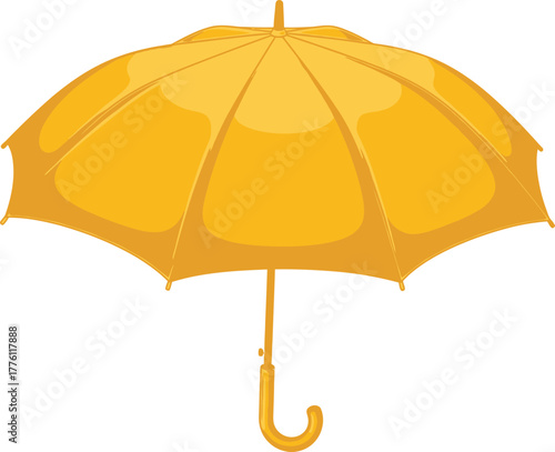 Bright yellow umbrella open isolated on white for protection against rain and sun weather isolated on transparent background