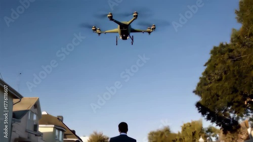 A man is under surveillance by an A.I. drone