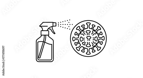 Effective virus disinfection spray combating microscopic illness promoting health and safety with modern hygiene practices, Generative AI.