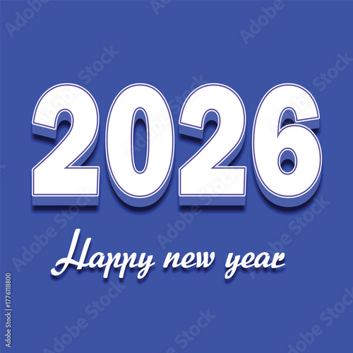 2026 Happy new year Text 3D