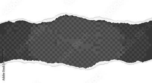 A ripped piece of paper reveals a transparent checkered pattern, suggesting a hidden layer or a.