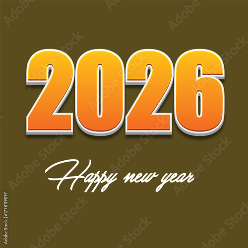 2026 Happy new year Text 3D