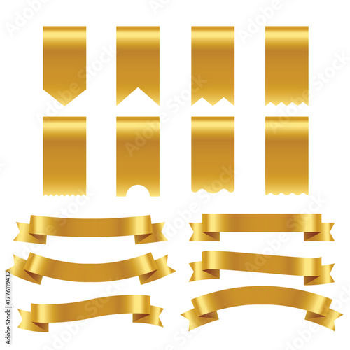 gold ribbons and labels pack