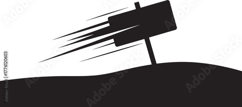 Fast Speed Signpost Silhouette Vector Illustration. Roadside Billboard Direction Sign