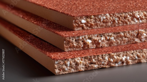 Close-Up of Layered Composite Materials Showing Texture and Structure for Architectural and Design Applications