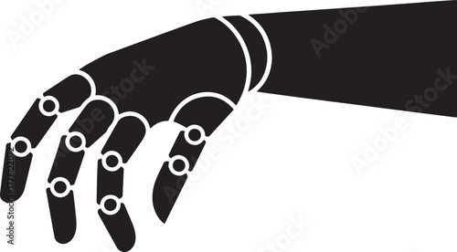 Robotic Artificial Mechanical Arm Hand Silhouette Vector Illustration Design Element