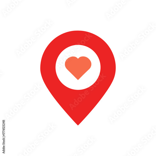 Heart location pin symbol guiding to love and connection