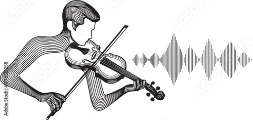 Violinist Playing Sound Wave Concert Artist Violin Music Performance Art Orchestra Show