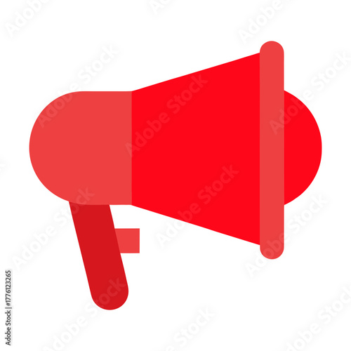 Bold red megaphone announces important news loudly