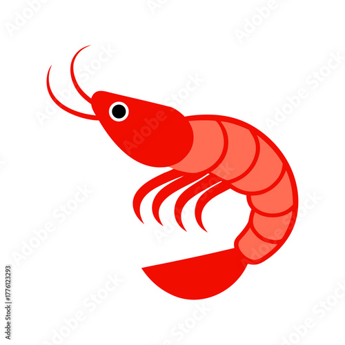 Vibrant red shrimp seafood illustration for culinary appeal
