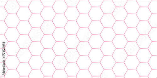 Abstract seamless vector pattern with pink hexagonal honeycomb texture for geometric shape wallpaper design