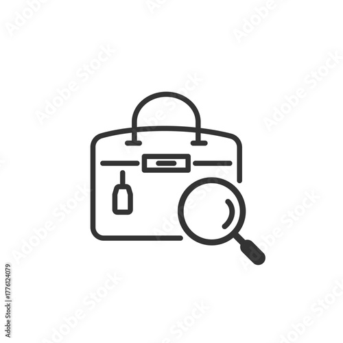 ブランドバッグ査定・買取のベクターアイコン（リユース・ブランド品）線画、モノクロ