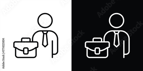 professional worker icon. thin line vector symbol representing businessman, career success, corporate workface, office management, and professional growth in modern. vector illustration